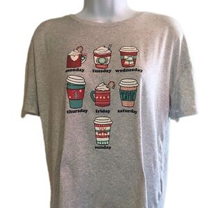 Gray Graphic T-Shirt with Coffee Cup Design